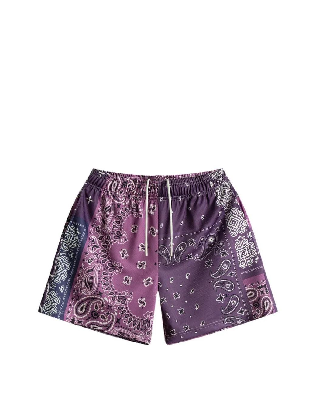 Bravest Studios Purple Patchwork Paisley Track Shorts for men