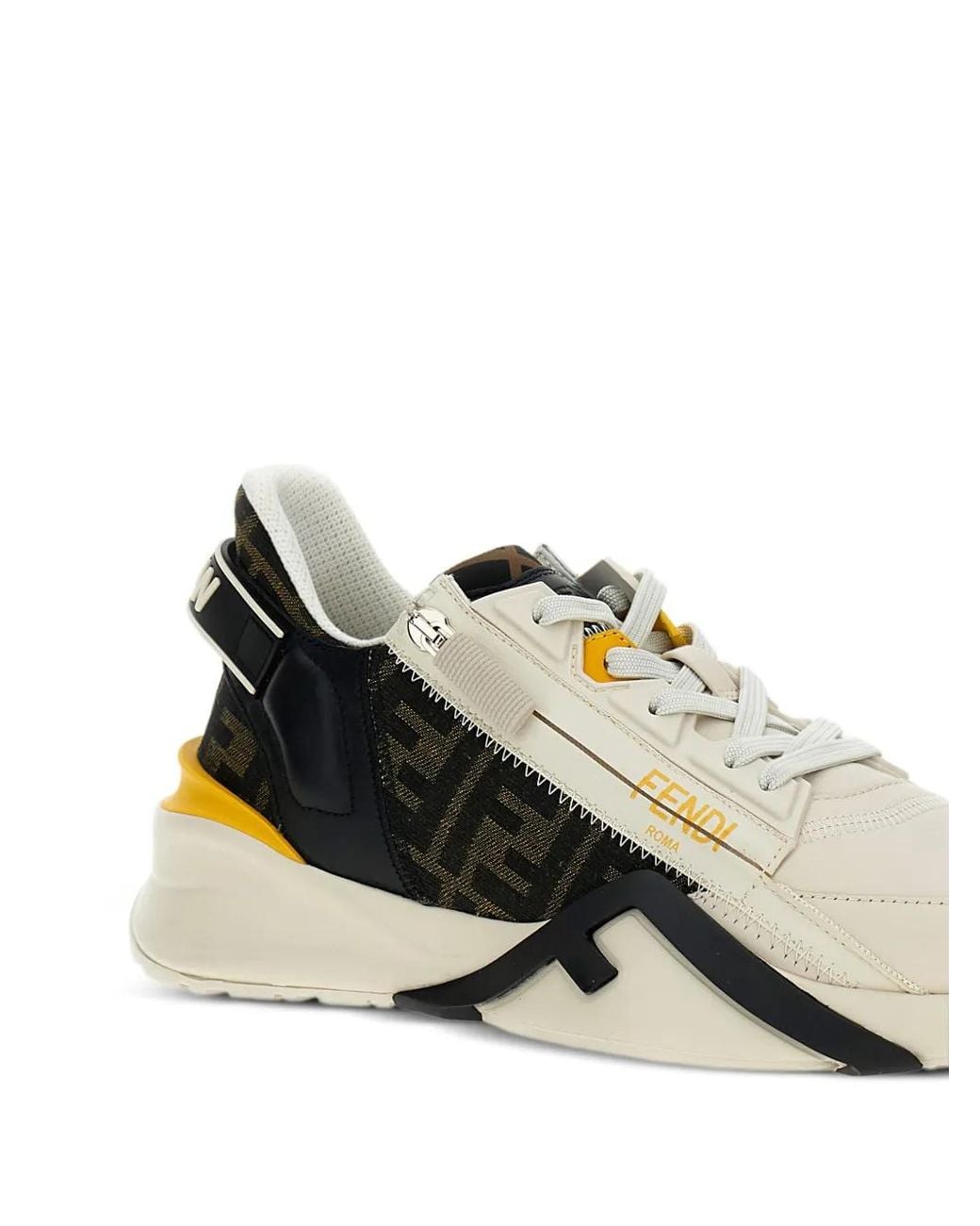 Fendi Multicolor Flow Vitello Leather & Tonal Logo Jacquard Sneakers for men