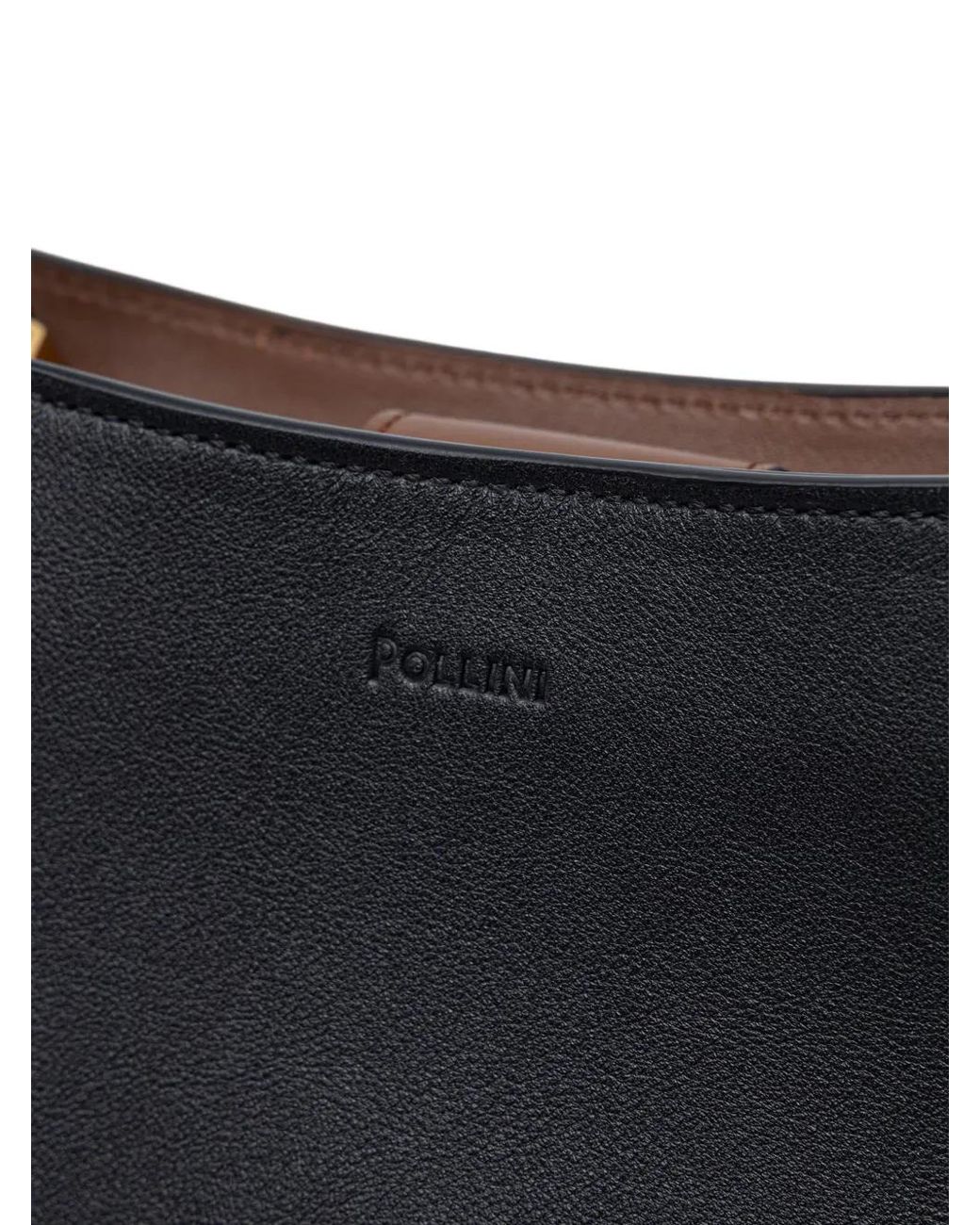 Pollini Black Logo-Debossed Panelled Tote Bag