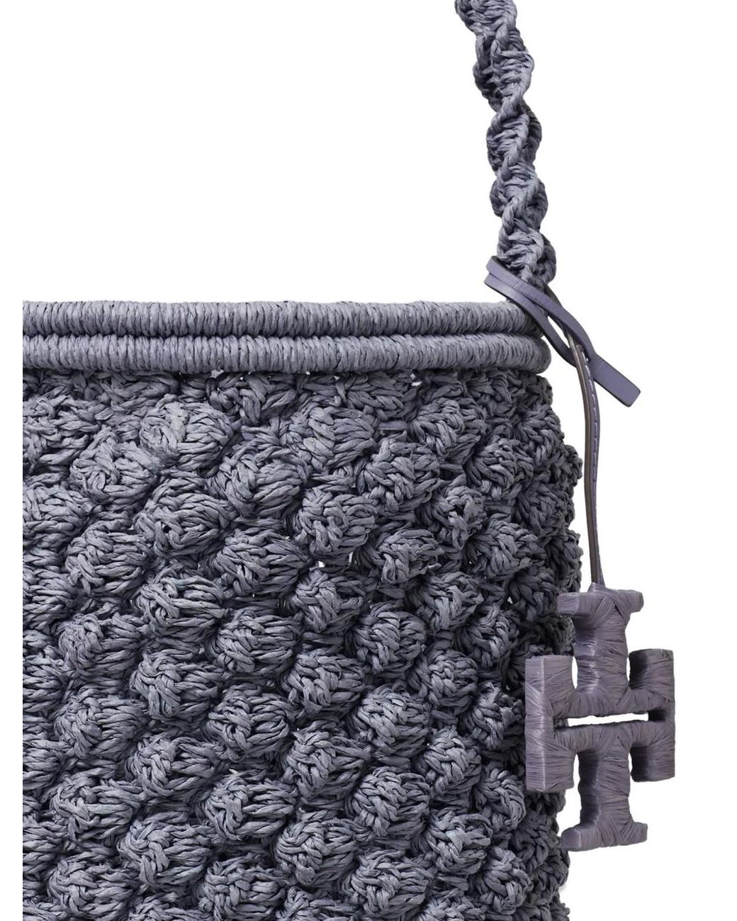 Tory Burch White Ella Hand-Crocheted Popcorn Bucket Bag