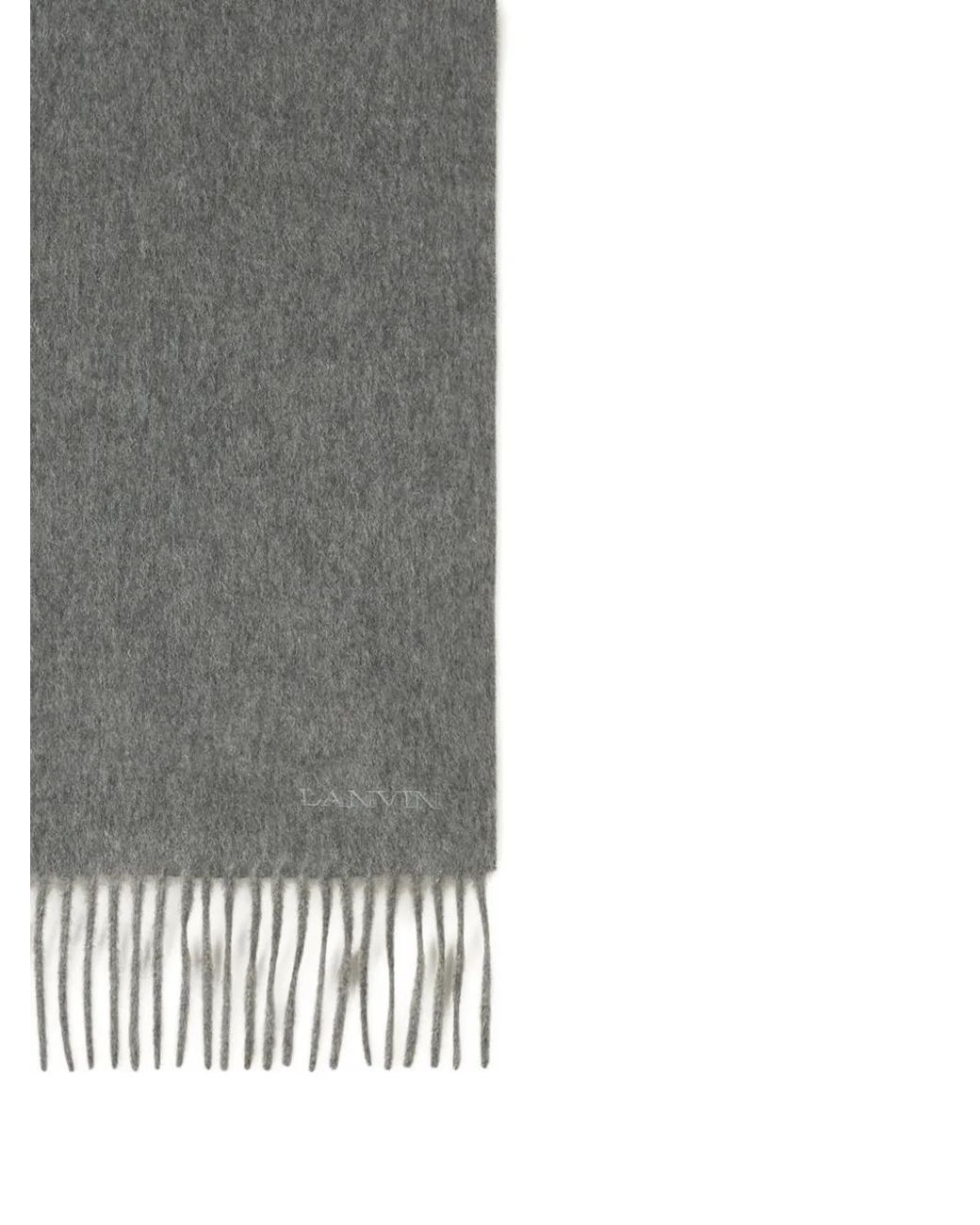 Lanvin Gray Fringed Wool Scarf for men