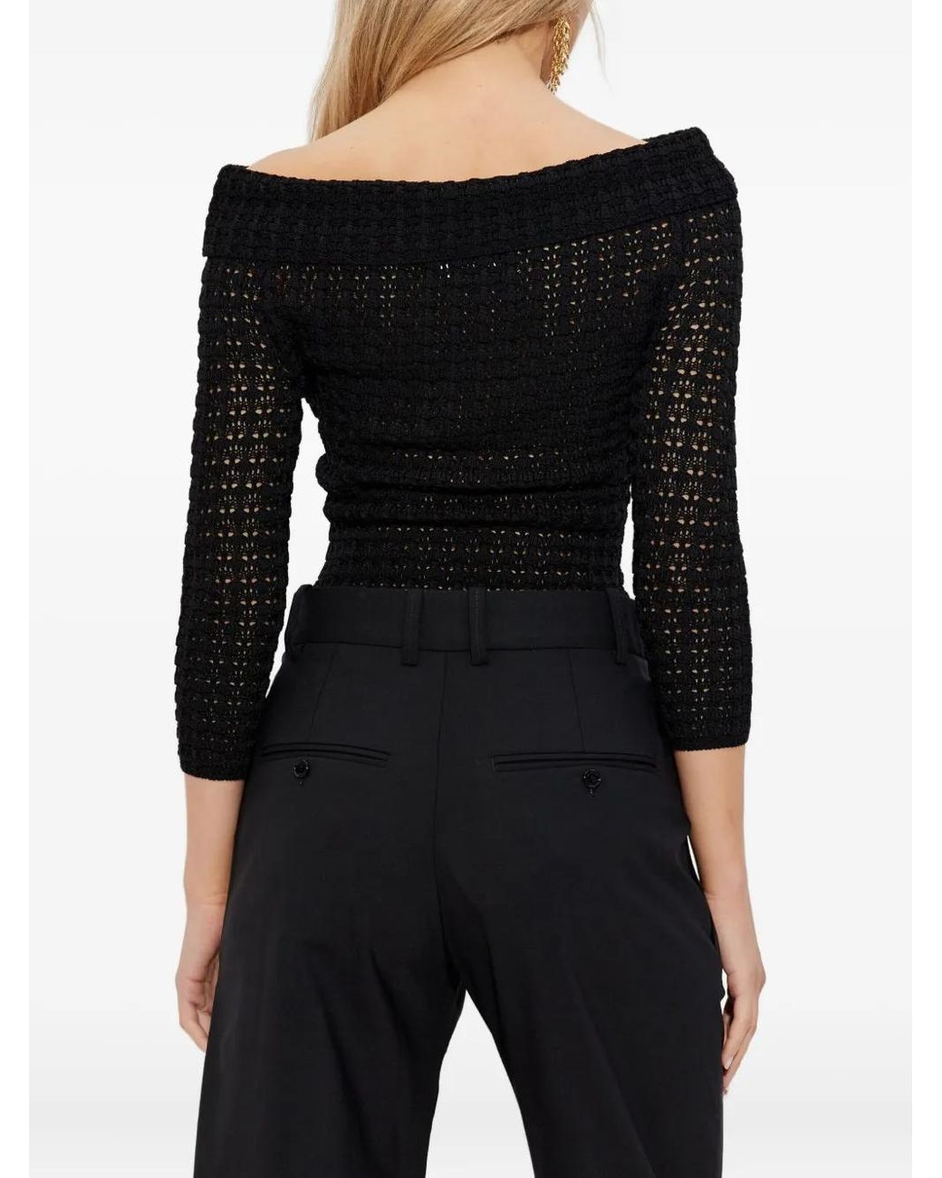 Isabel Marant Black Off-Shoulder Knitted Top