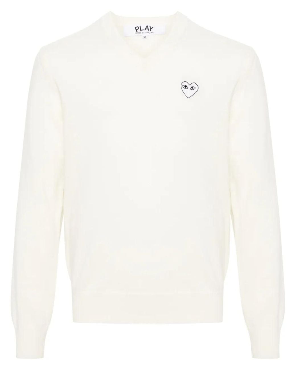 COMME DES GARÇONS PLAY White Heart-Patch Wool Jumper