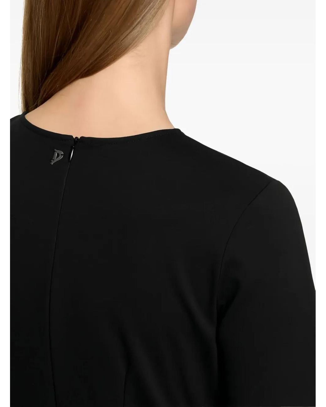 Dondup Black Twist-Detail Short-Sleeve Mini Dress