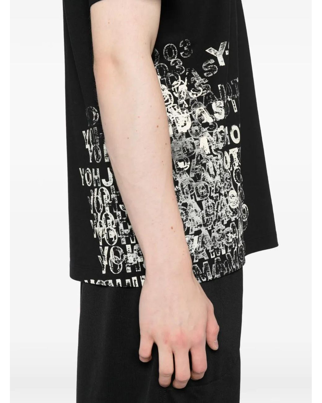 Y-3 Black Printed Cotton T-Shirt for men