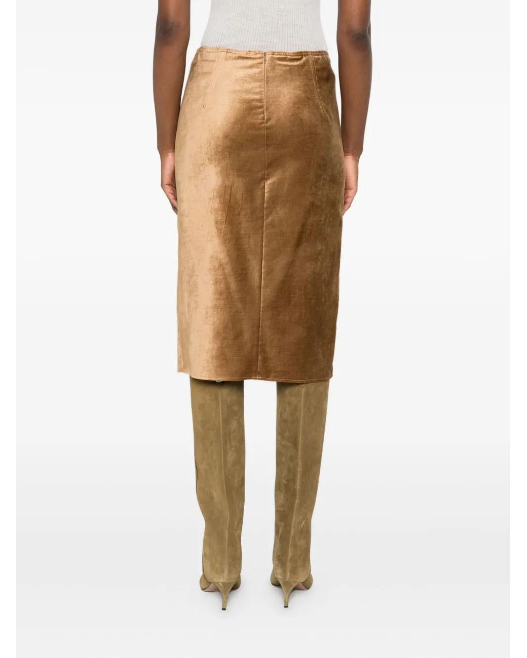 Forte_forte Brown Velvet Split Skirt