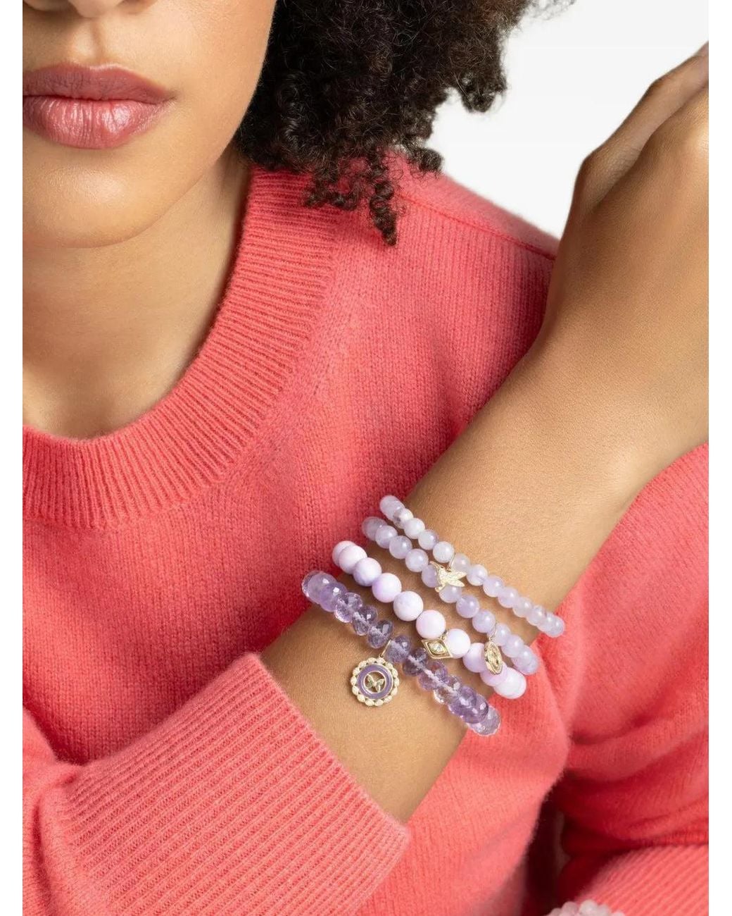 Sydney Evan Metallic Lucky Protection Amethyst And Diamond Coin-Charm Bracelet