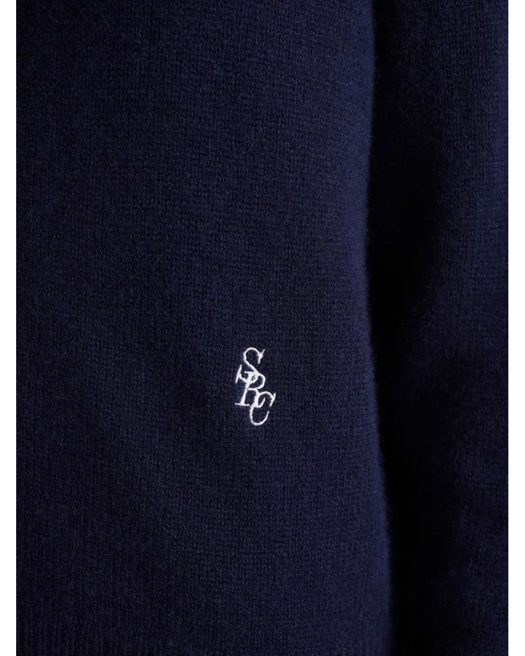Sporty & Rich Blue Embroidered Cardigan