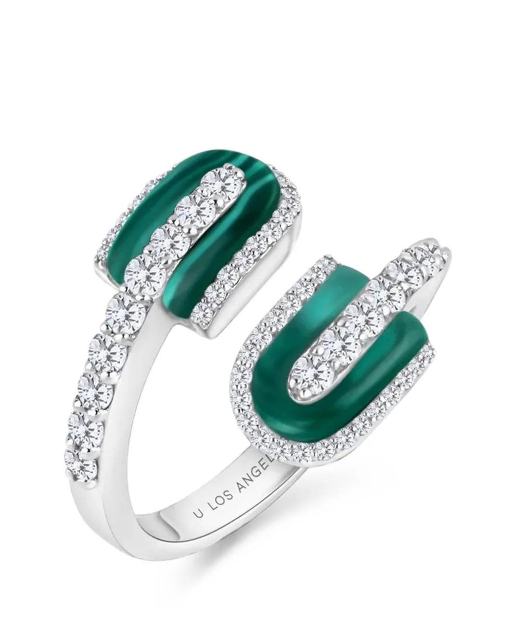 UNION LOS ANGELES Brown Maxi U Duo Malachite And Diamond Ring