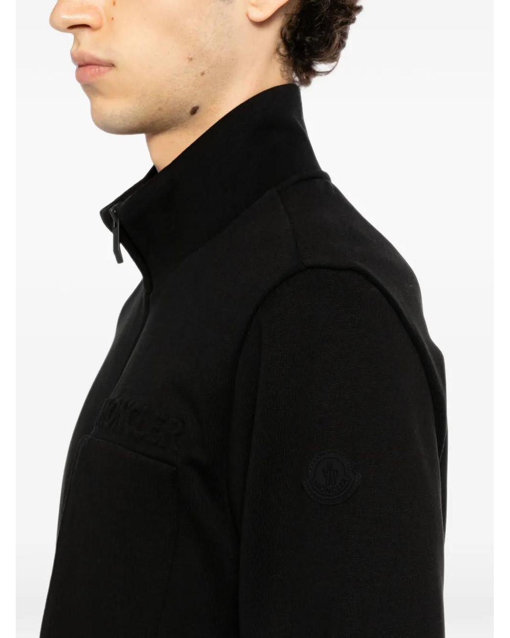 Moncler Black Logo-Embroidered Jacket for men