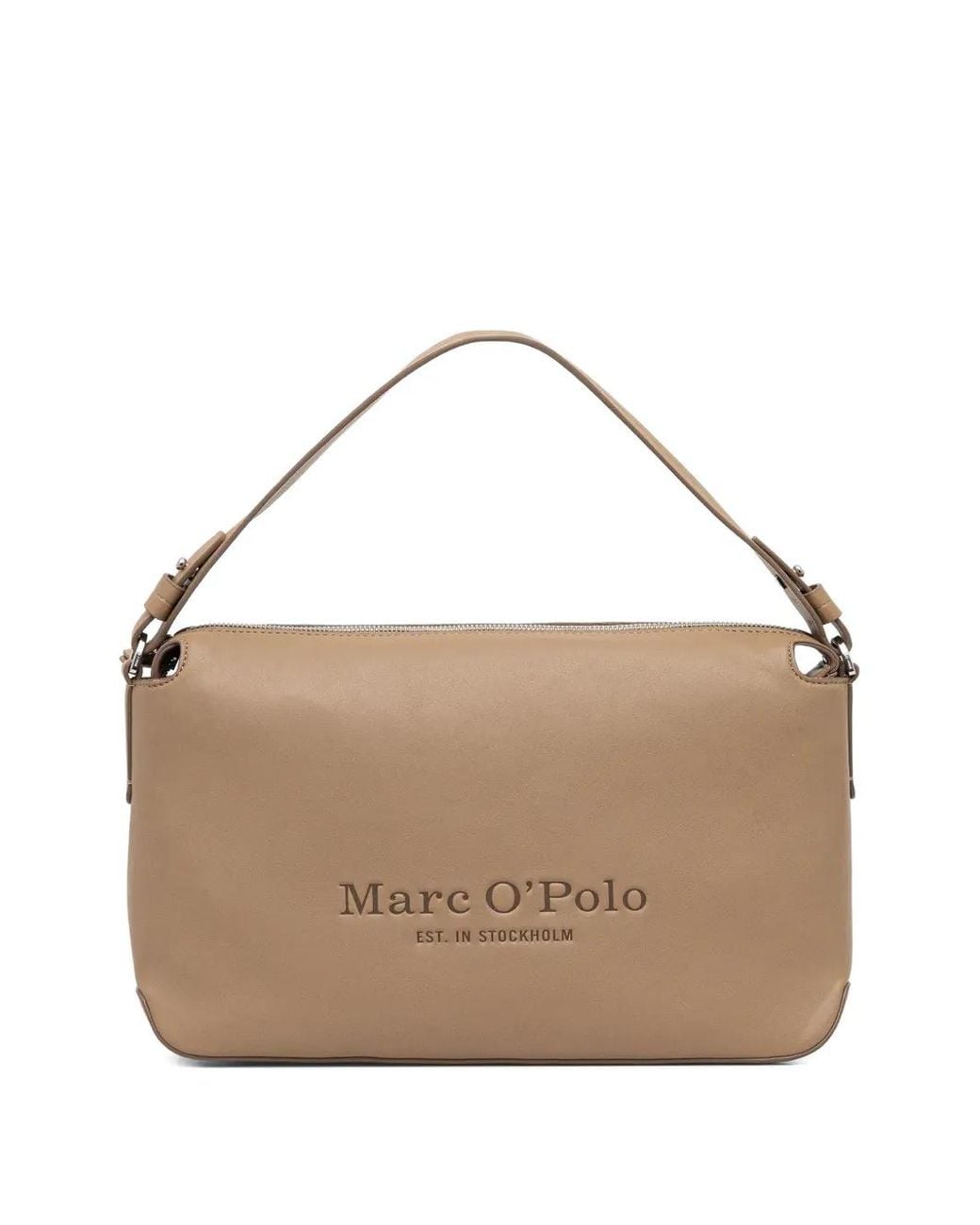 Marc O' Polo Brown Debossed-Logo Tote Bag