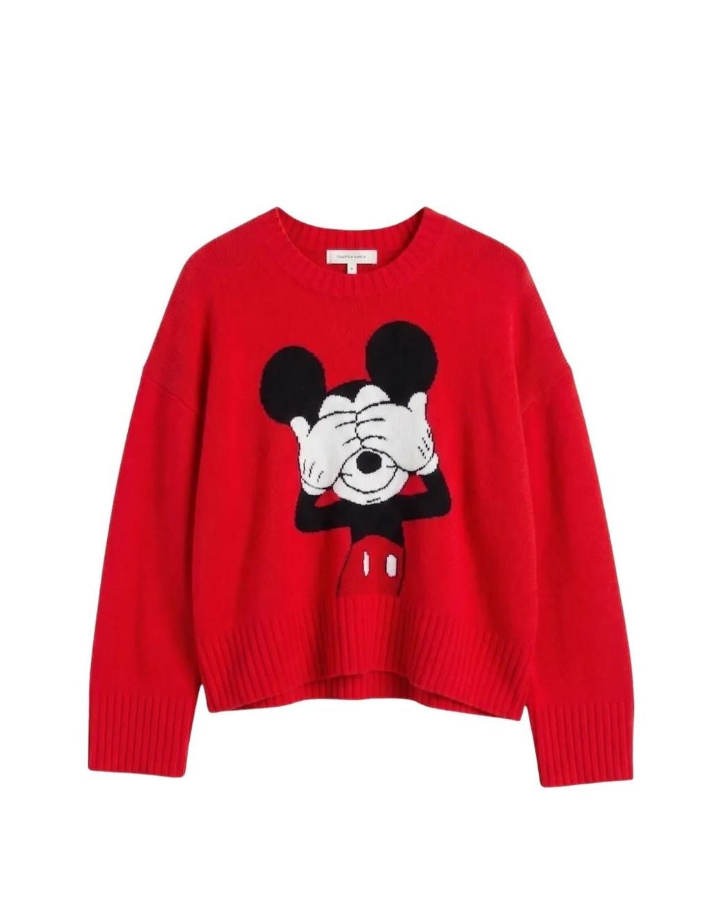 Chinti & Parker Red Mickey Mouse Intarsia-Knit Sweater