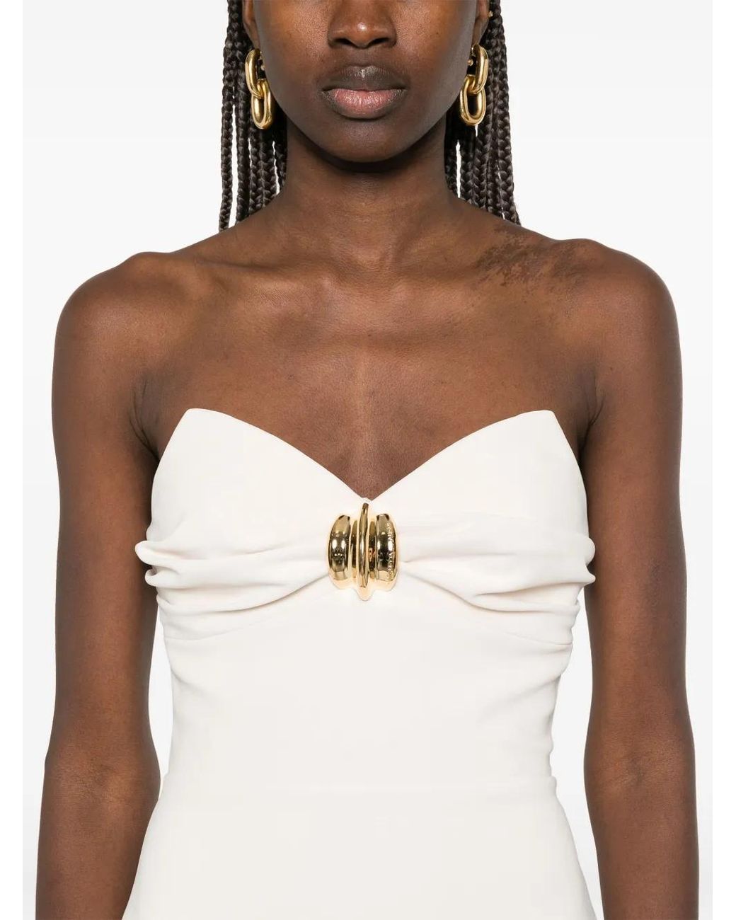 Elisabetta Franchi White Cream Midi Dress
