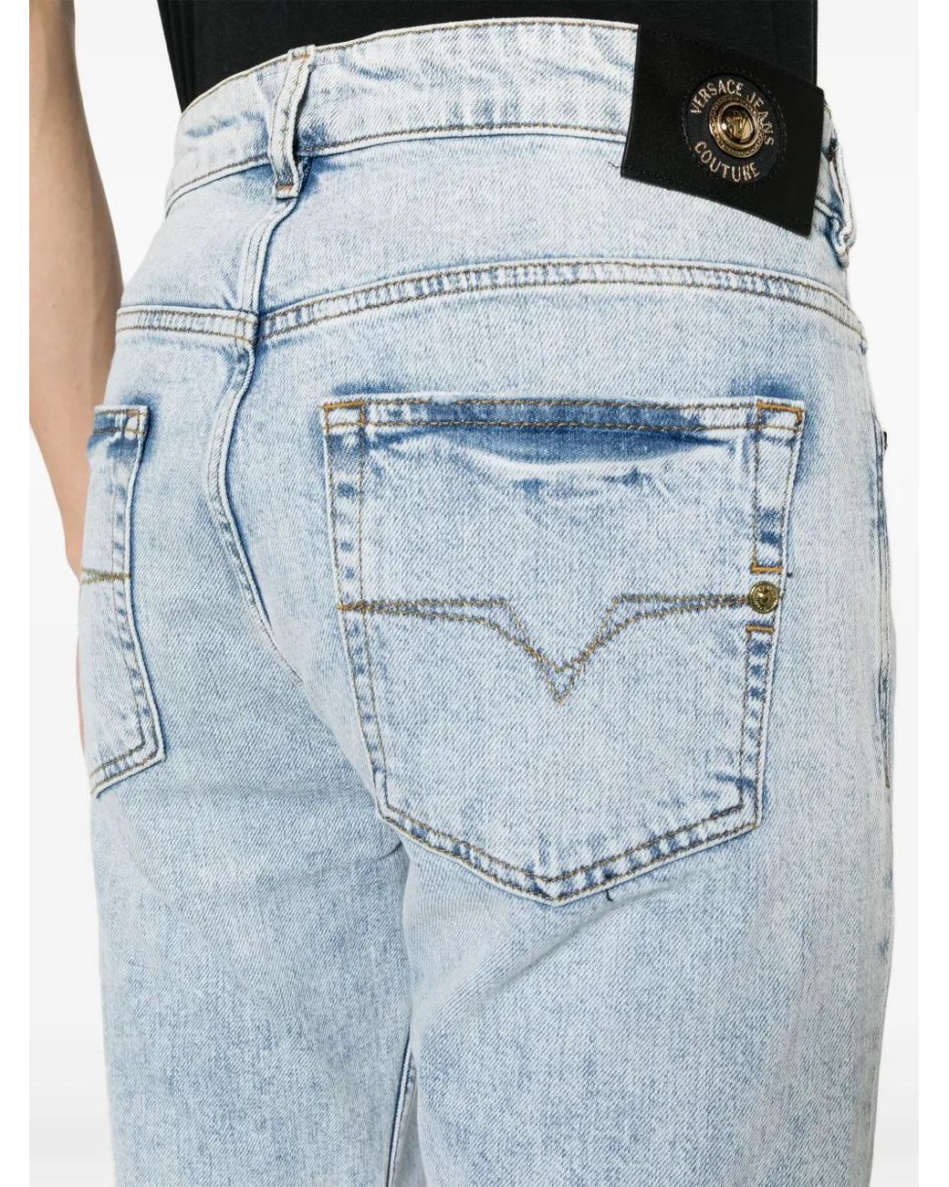 Versace Jeans Couture Blue Mid-Rise Straight-Leg Jeans for men