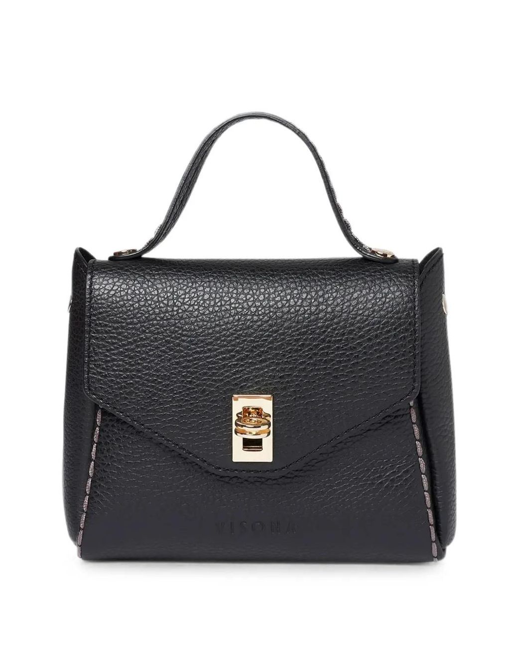 VISONA Black Mini Sac À Main À Fini Grainé
