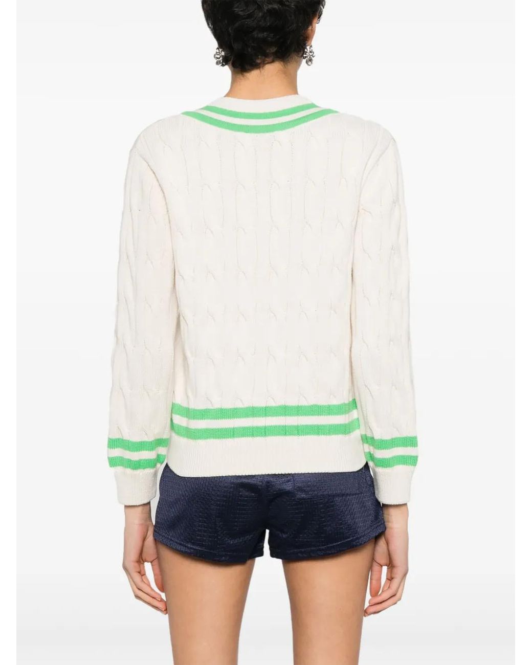 Sporty & Rich Green Cable-Knit Cotton Jumper