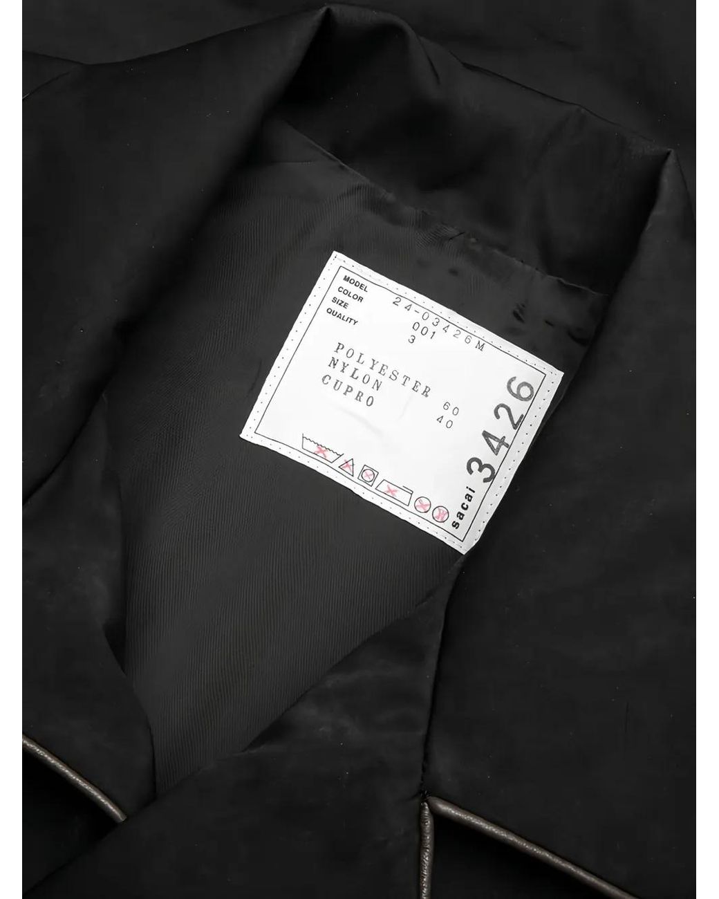 Sacai Black Contrasting-Trim Shirt Jacket for men