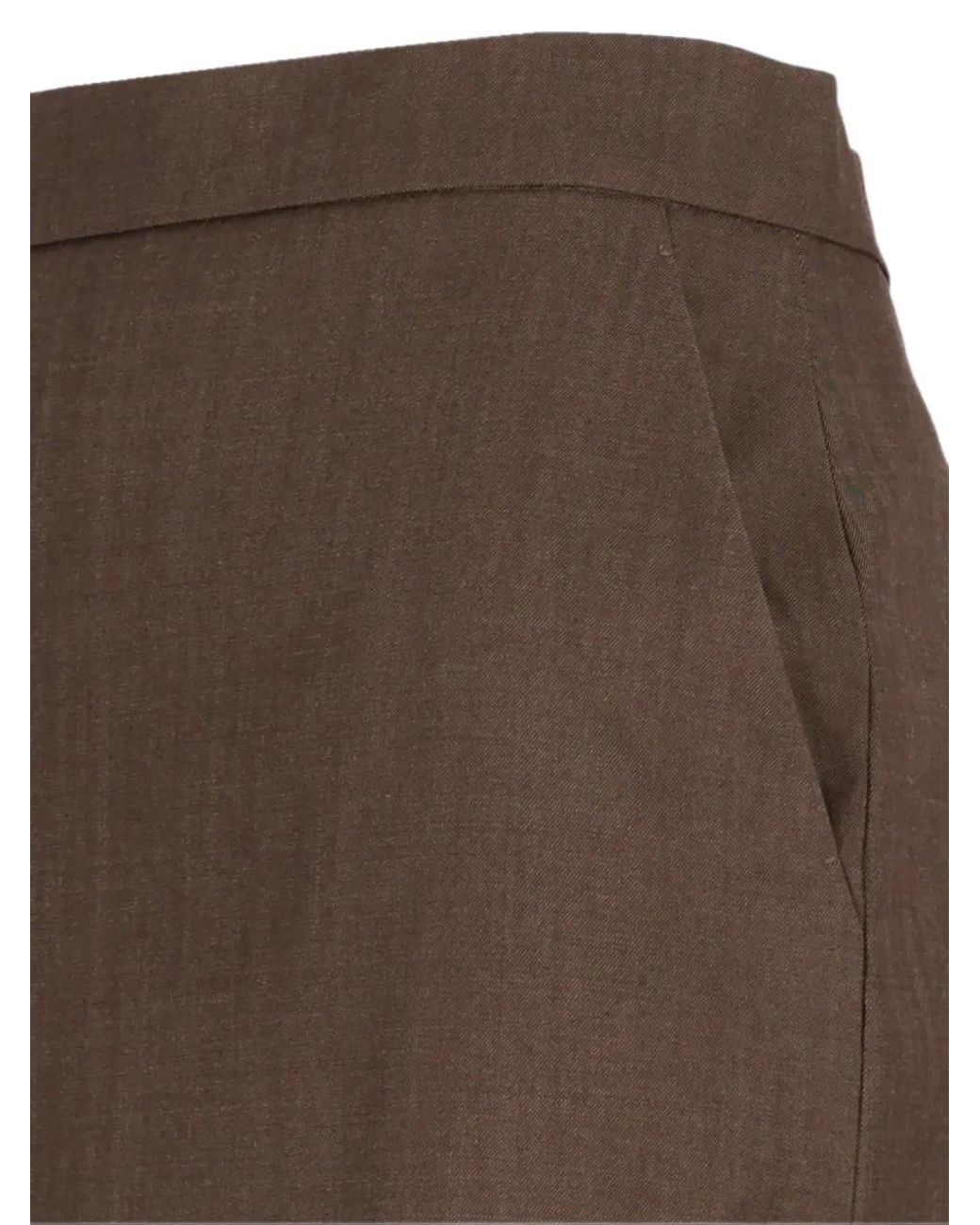 Max Mara Brown Wool Gabardine Pencil Skirt