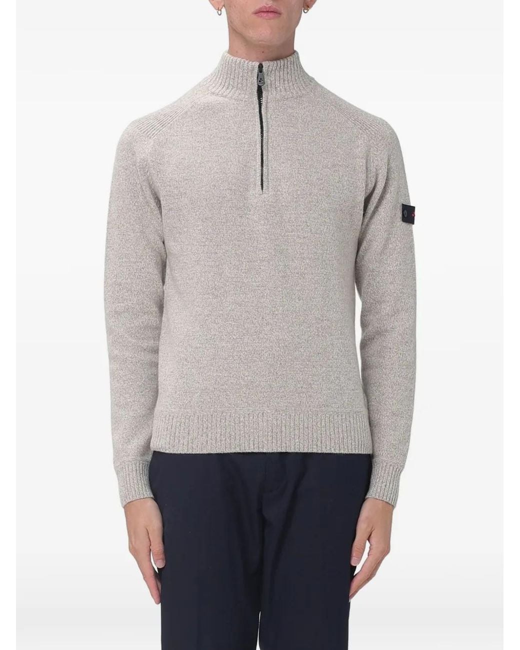 Peuterey Gray Quarter-Zip Wool Sweater for men