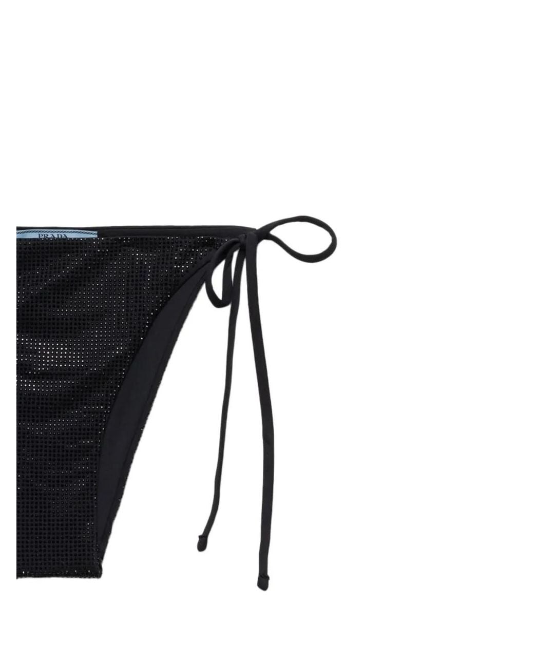 Prada Black Logo-Plaque Side-Tie Bikini Bottom