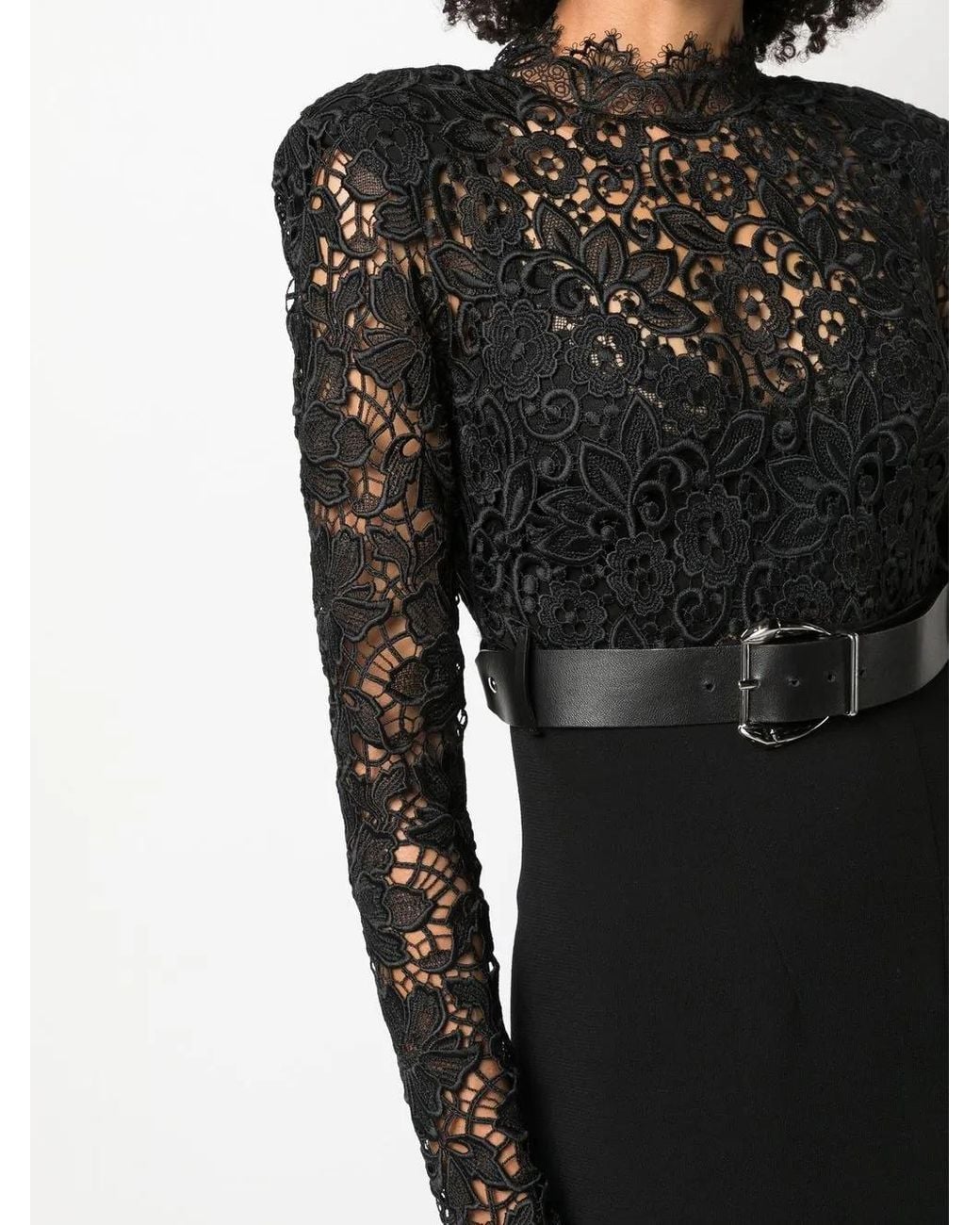 Roberto Cavalli Black Lace-Panel Dress