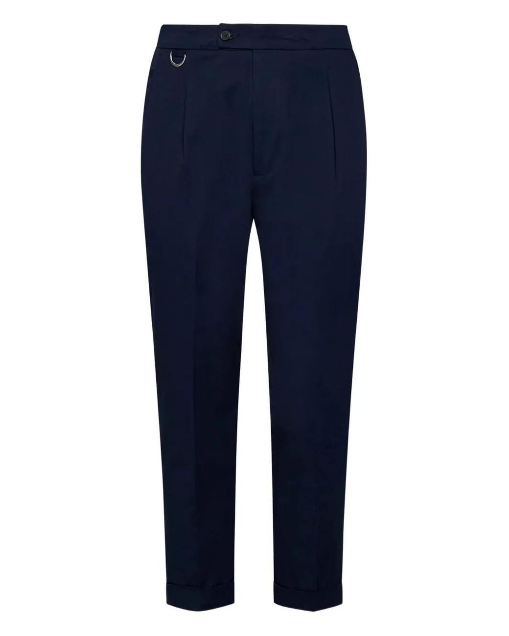 Low Brand Blue Tailored Cuffed Trousers for men