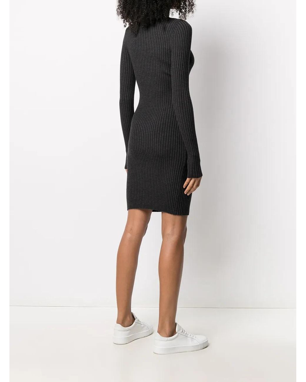 Wolford Black Ribbed Knit Turtleneck Dress