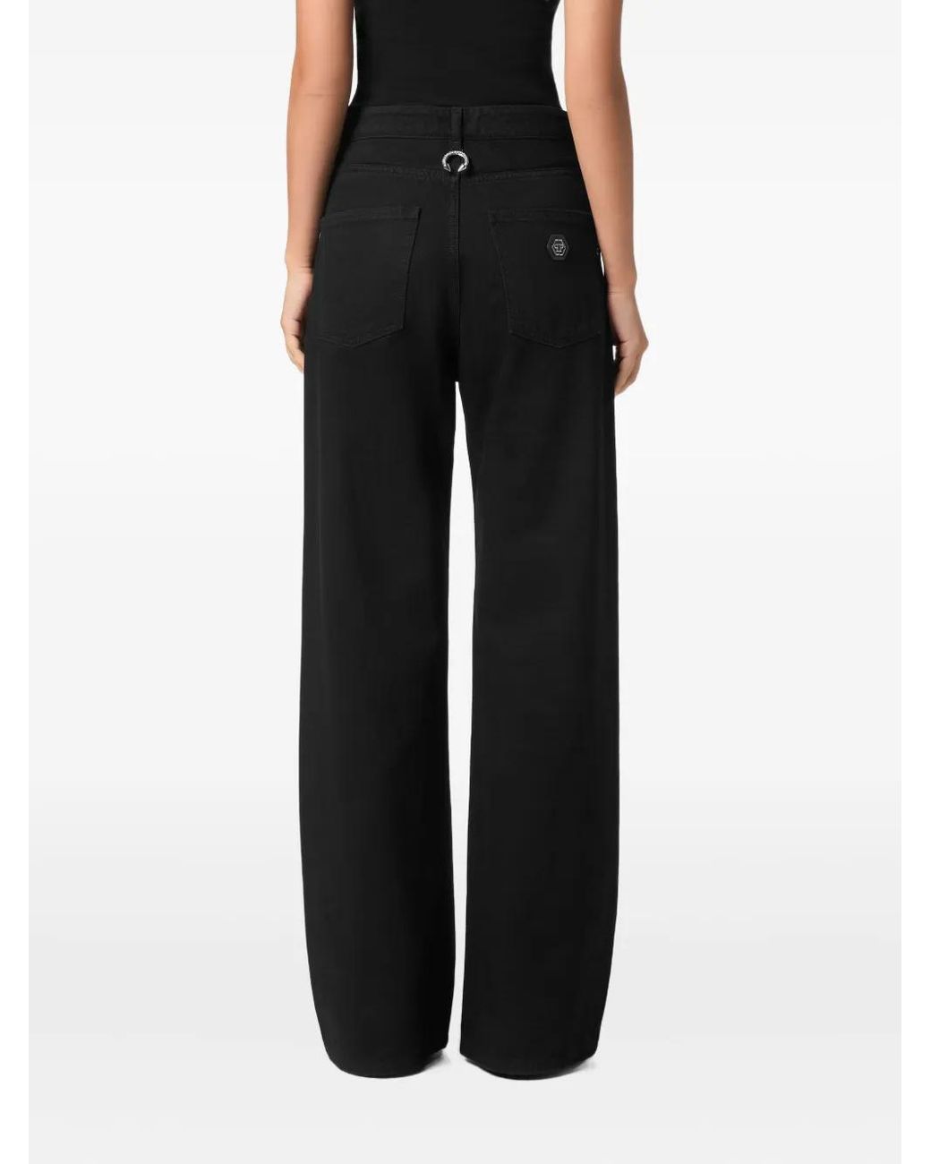 Philipp Plein Black Wide-Leg Jeans