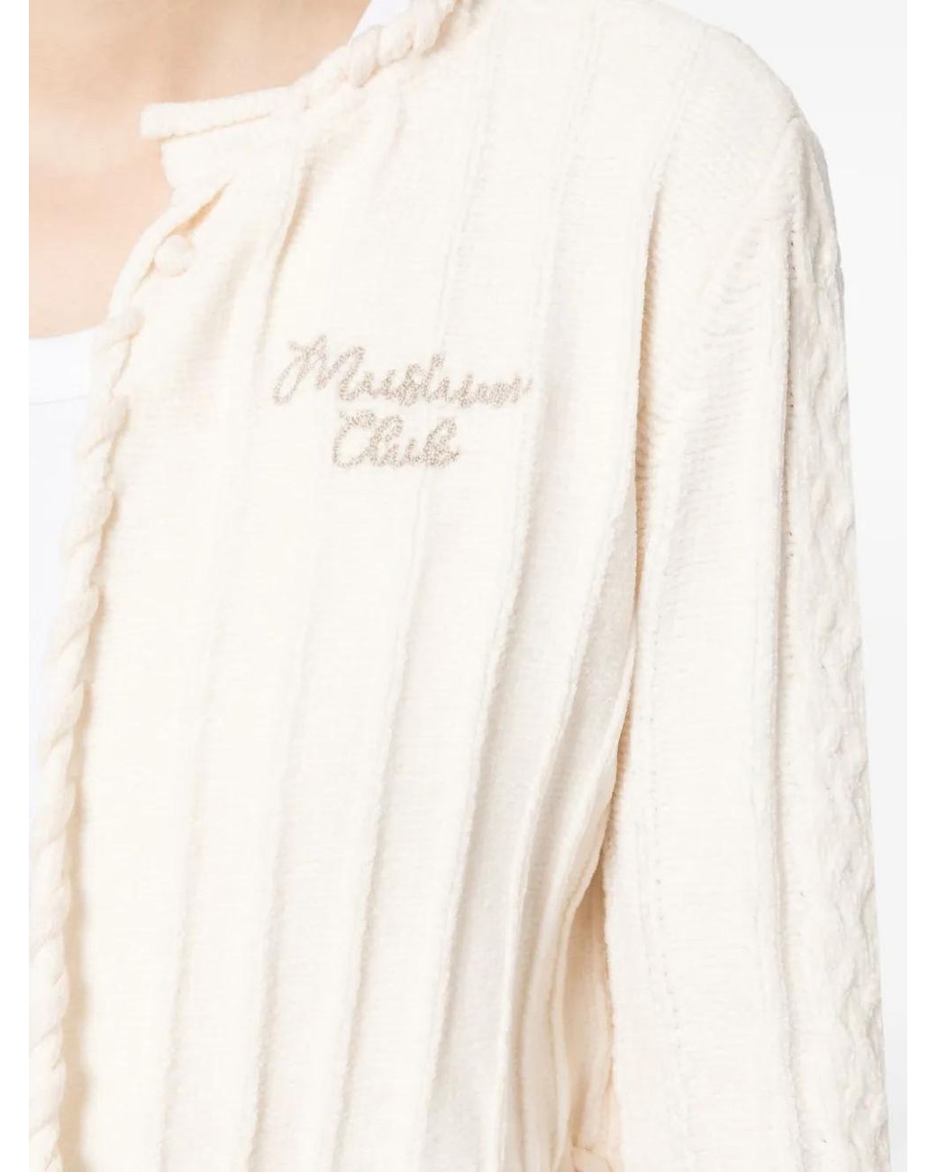 Musium Div. White Logo-Embroidered Ribbed Cardigan