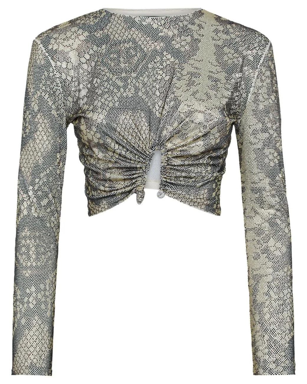 Philipp Plein Gray Glass Crystal Embellishment T-Shirt