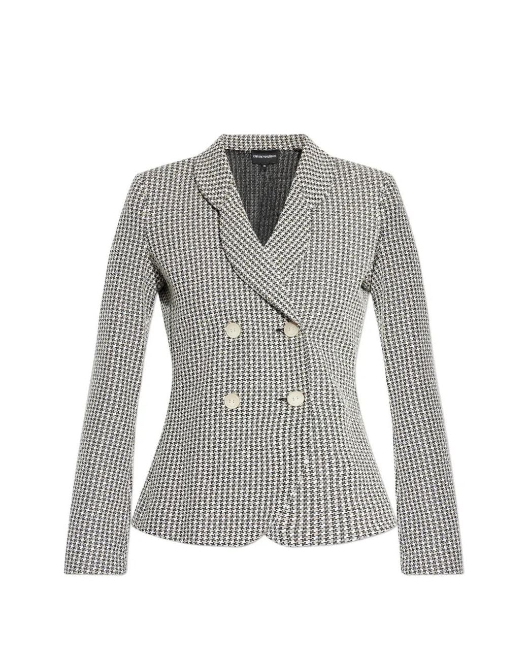 Emporio Armani Gray Double-Breasted Blazer Jacket