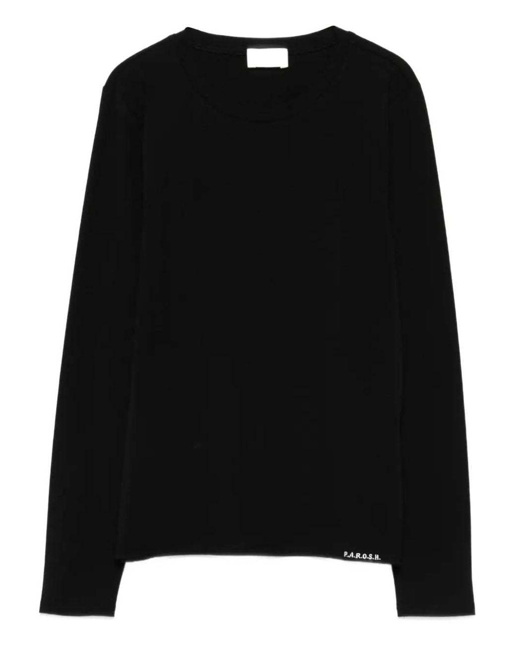 P.A.R.O.S.H. Black Long-Sleeve Cotton T-Shirt
