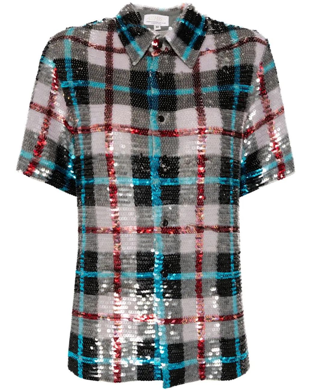 Ashish Blue Sequin-Embellishment Cotton Shirt