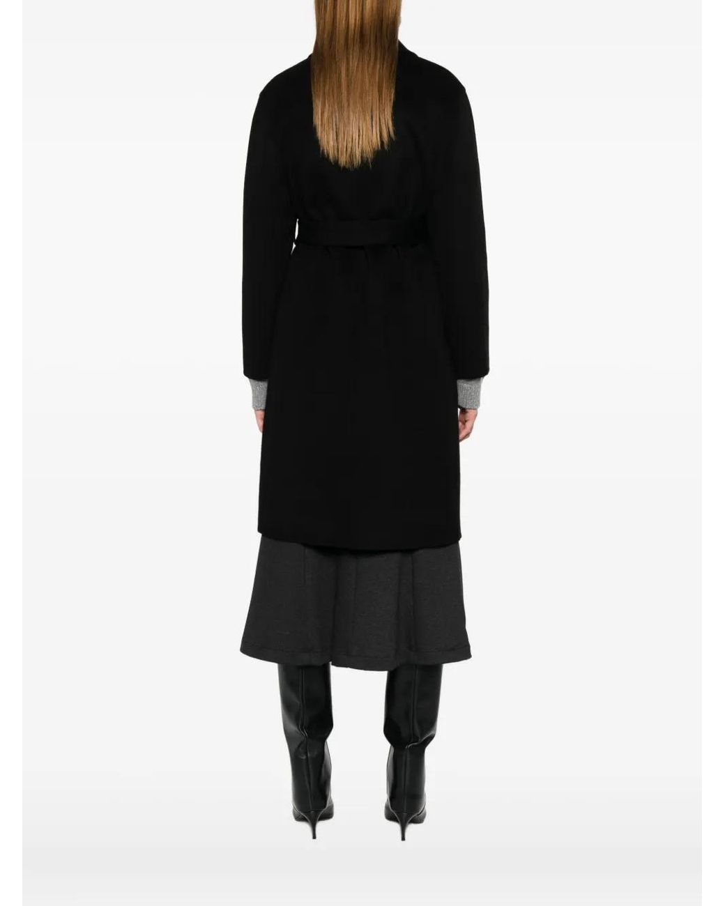 Joseph Black Belted Wool Coat