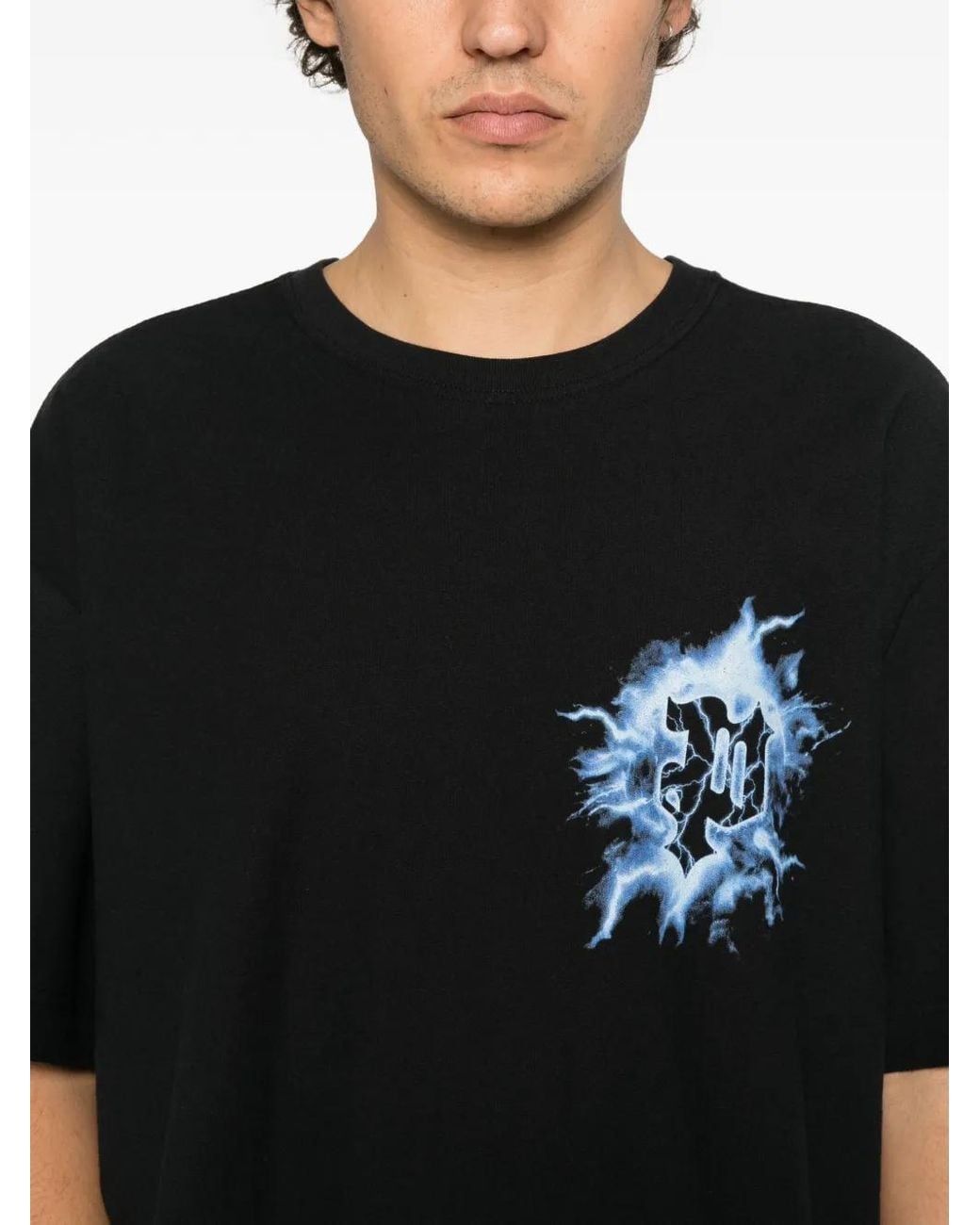Purple Brand Black Graphic-Print T-Shirt for men