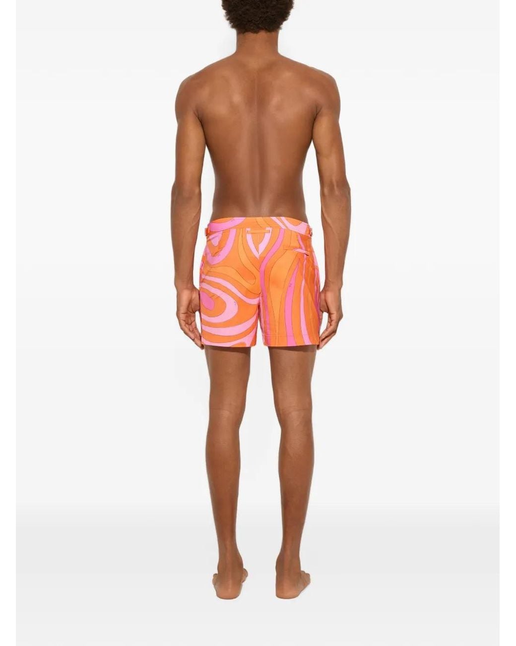 Emilio Pucci Pink Marmo-Print Swim Shorts for men