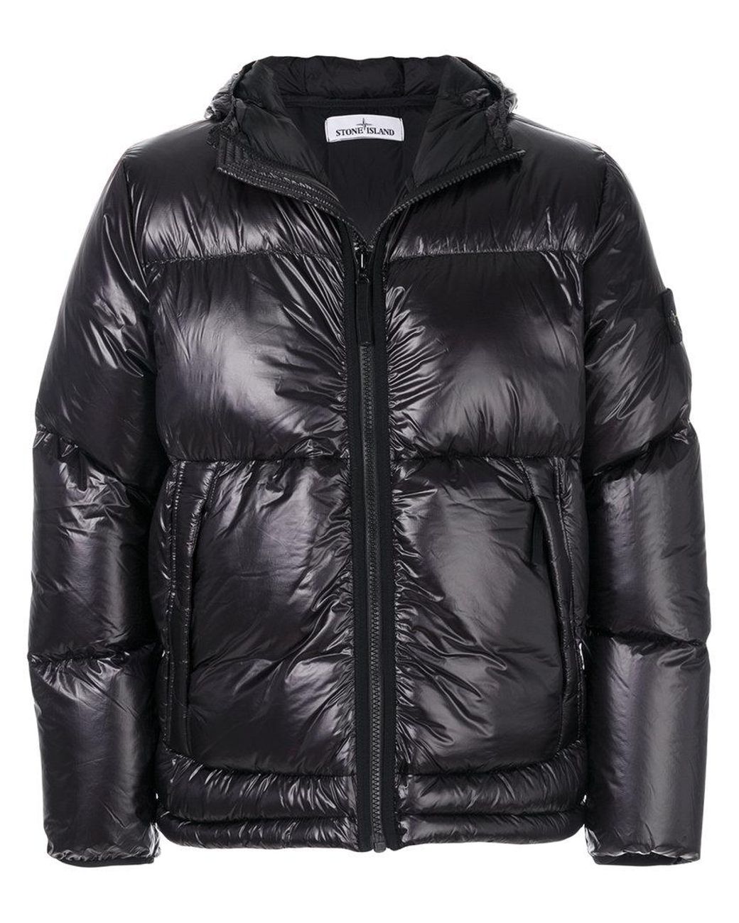 Stone Island Glossy Puffer Jacket in Black for Men | Lyst Canada