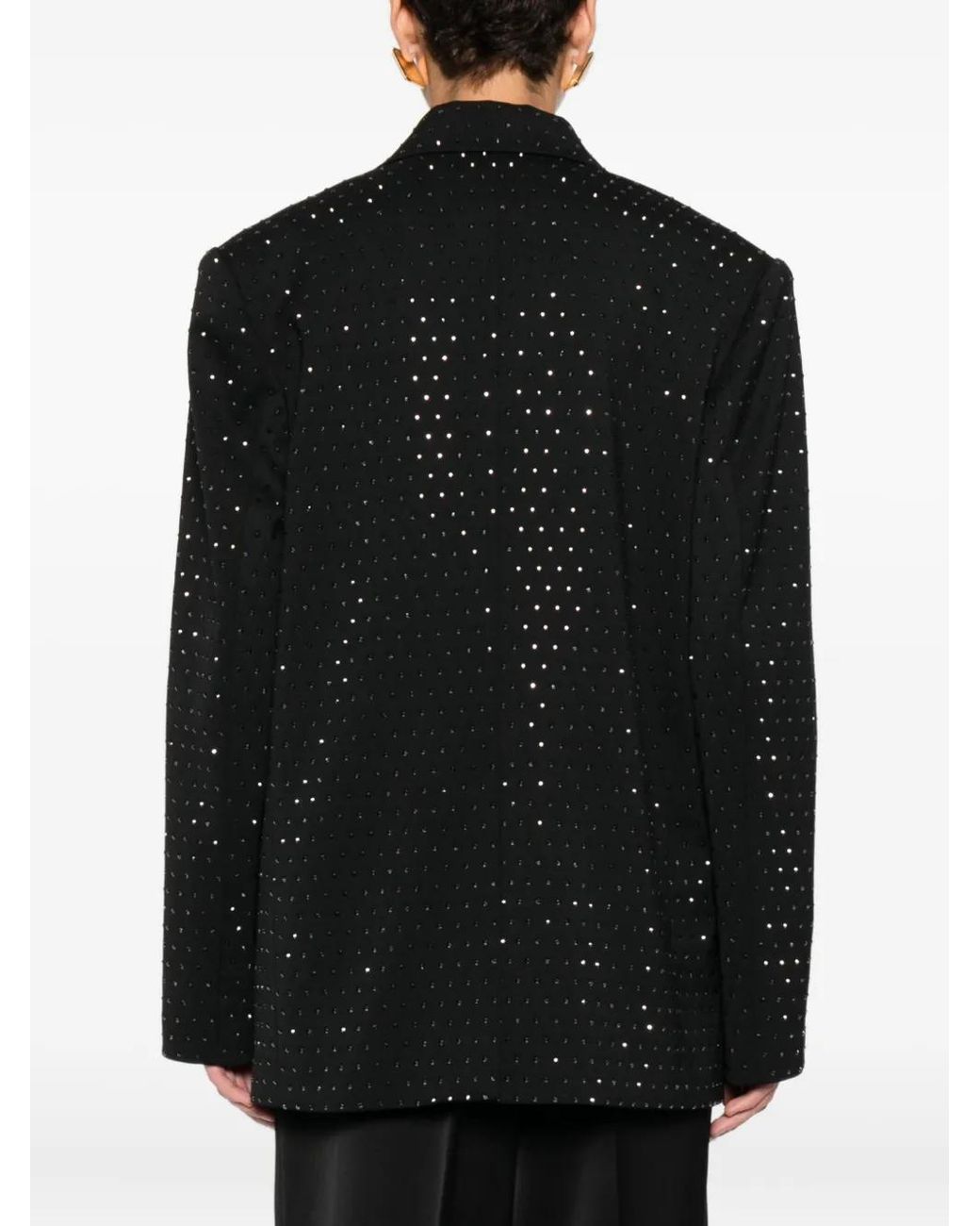 ANDAMANE Black Single-Breasted Crystal-Embellished Blazer