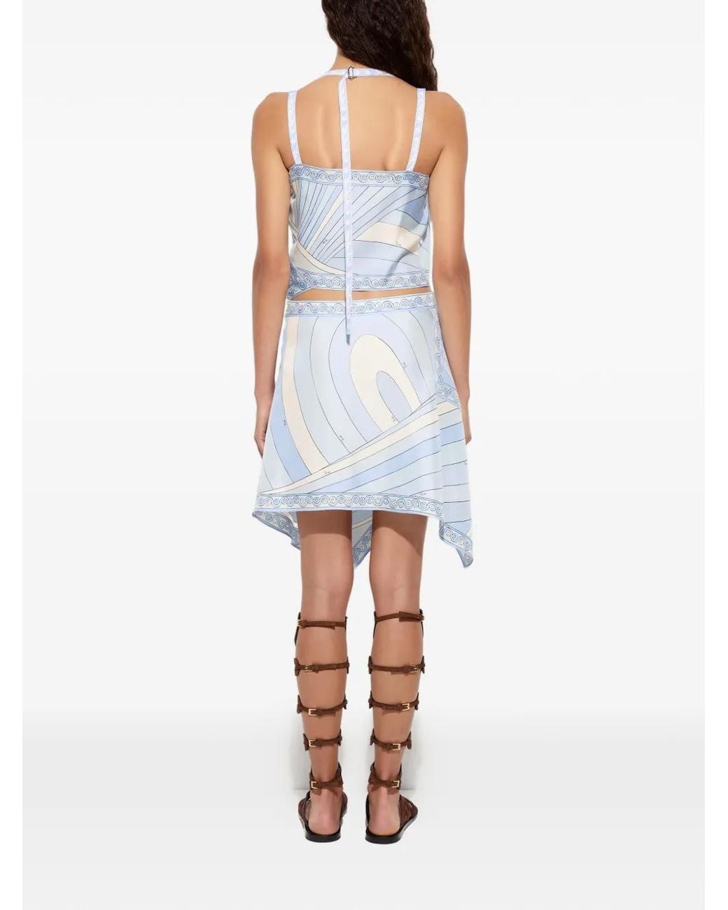 Emilio Pucci Blue Iride-Print Silk Scarf Top