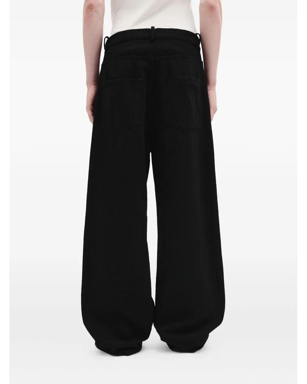 Ann Demeulemeester Black Tie-Fastening Wide-Leg Trousers for men