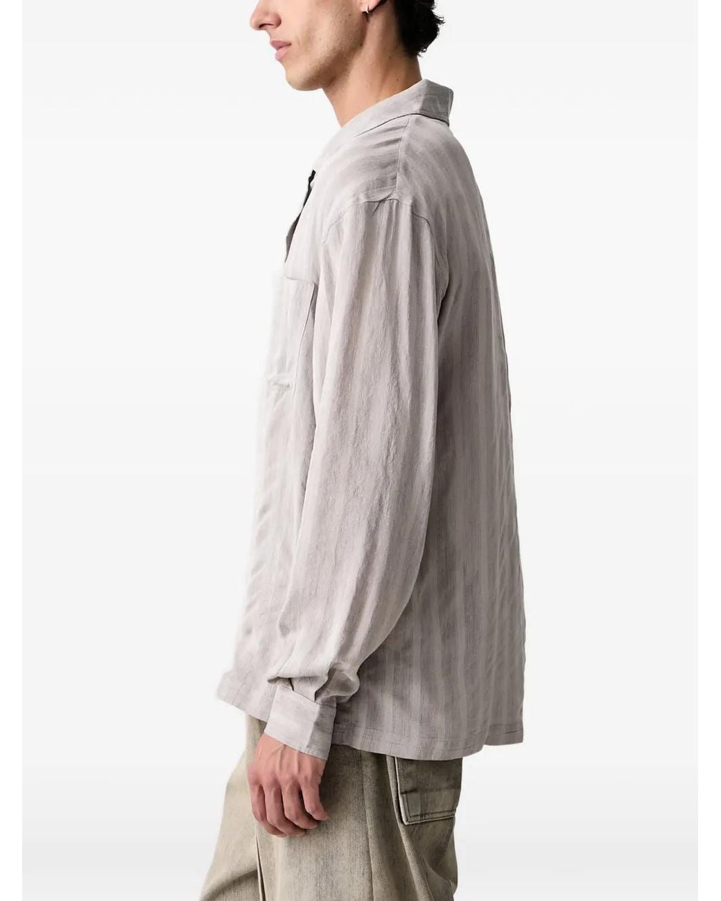 Our Legacy Gray Private Striped Long-Sleeve Shirt for men