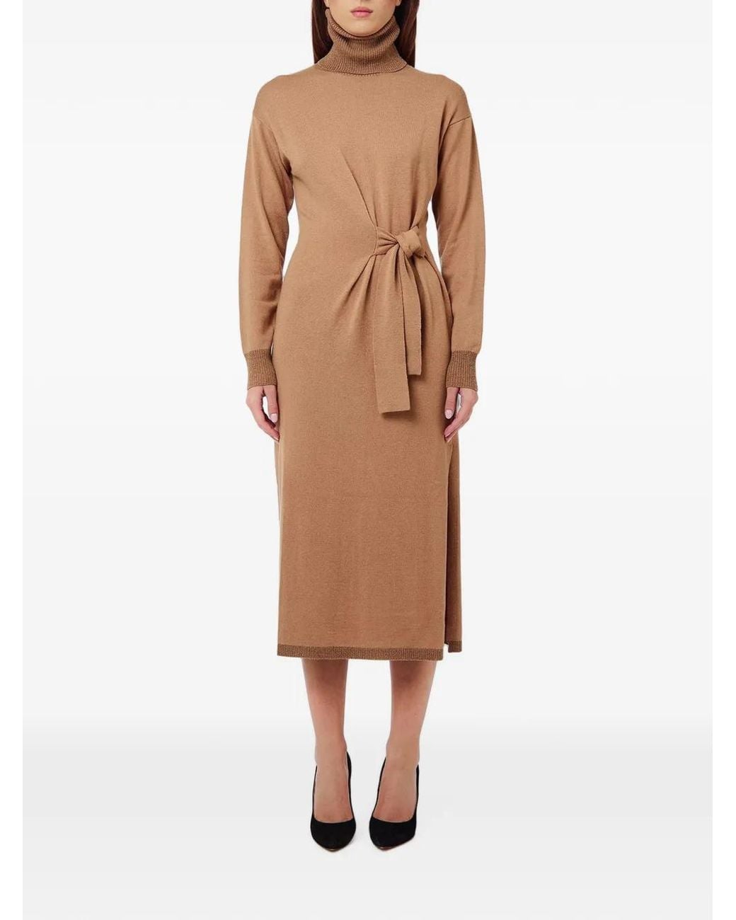 Liu Jo Natural Robe Ceinturée À Col Roulé