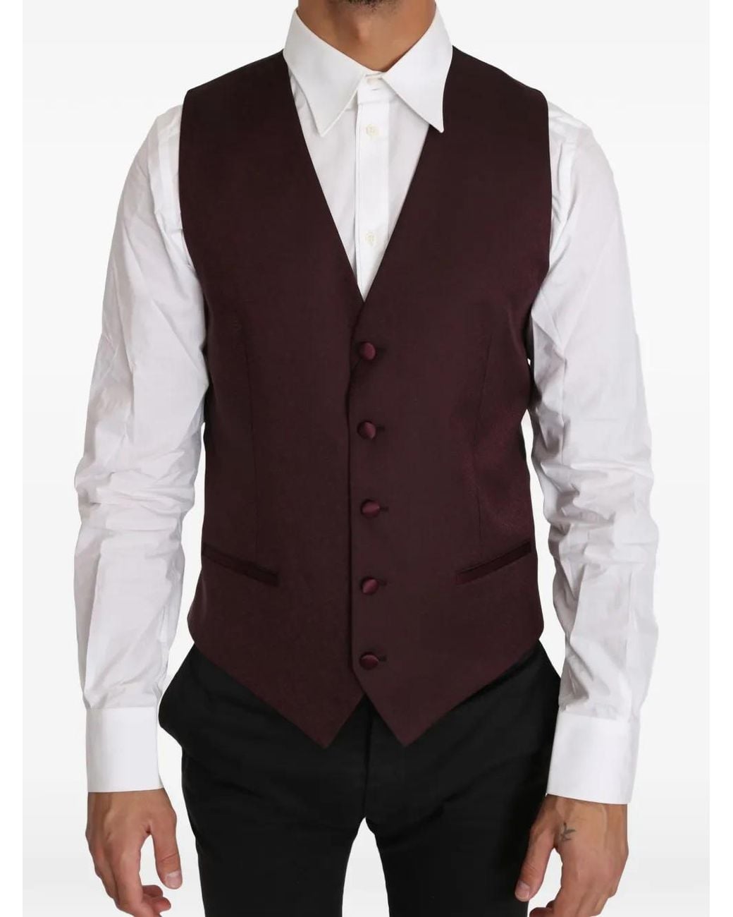 Dolce & Gabbana Purple Silk Pattern Waistcoat for men