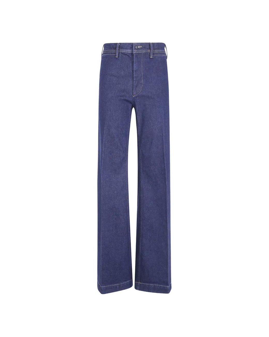 Polo Ralph Lauren Blue Button-Pocket Wide-Leg Jeans