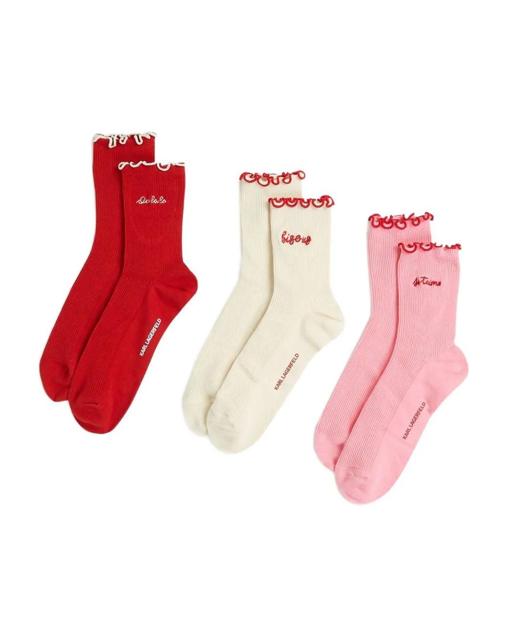 Karl Lagerfeld Red Love-Note Socks (Pack Of Three)
