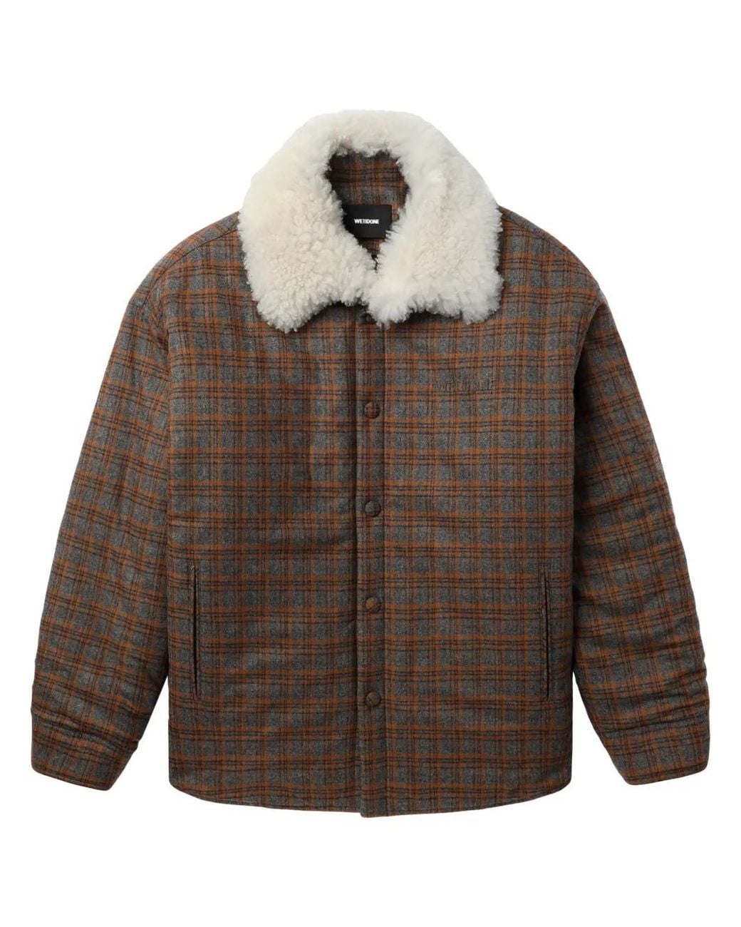 we11done Brown Check-Print Jacket for men