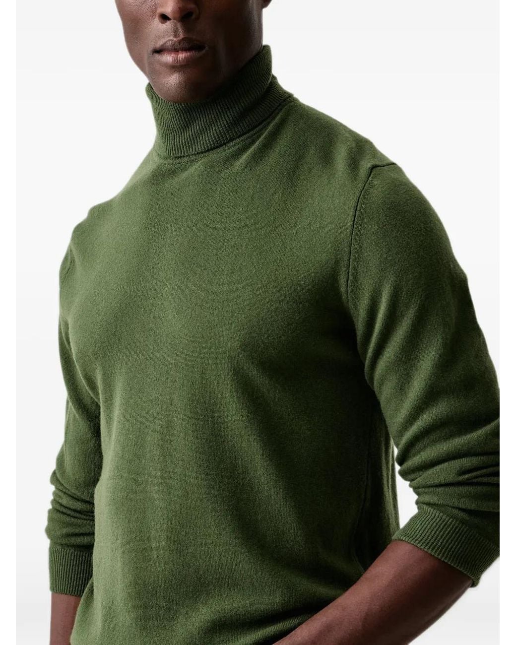 Benetton Green Roll-Neck Knitted Sweater for men