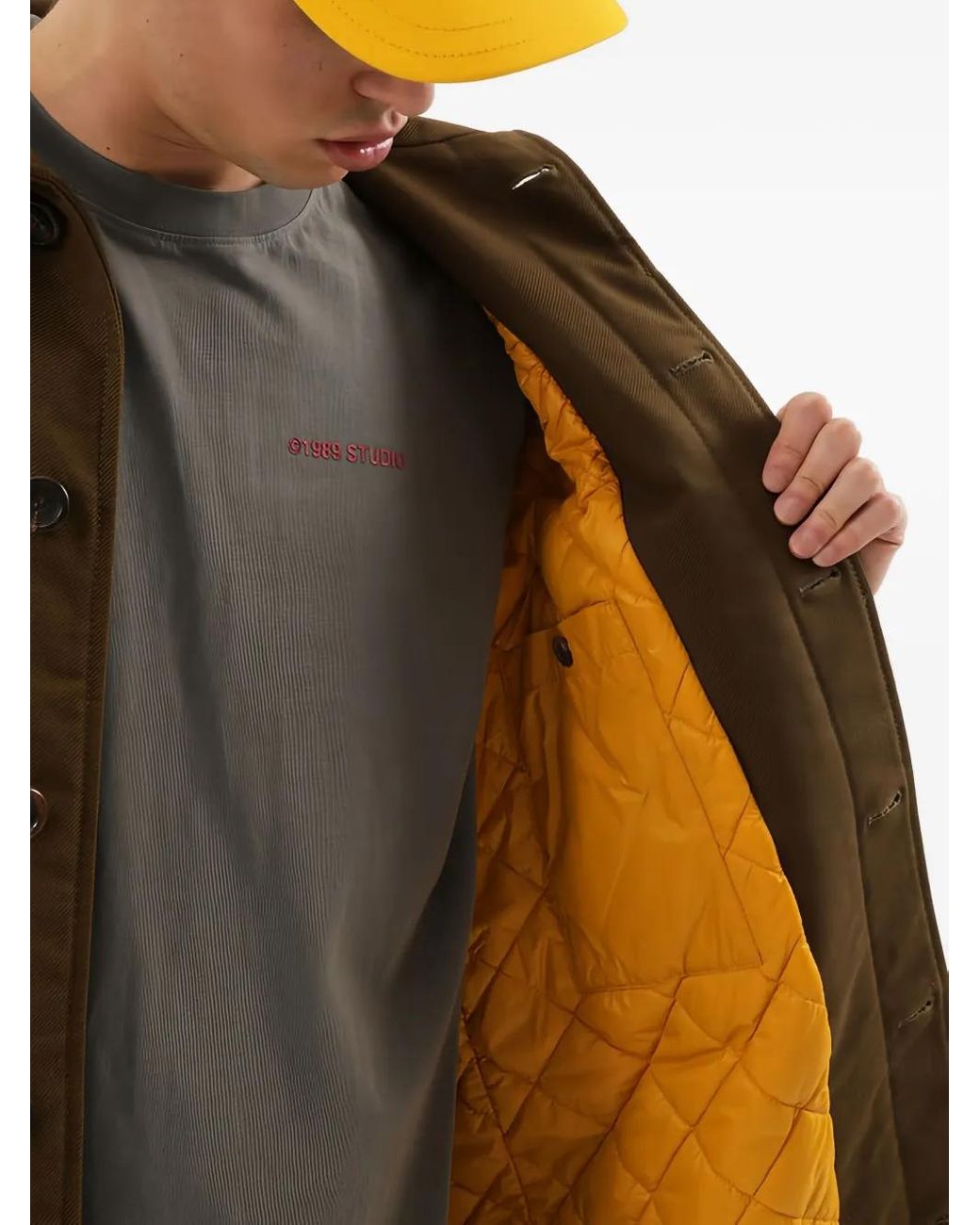 1989 STUDIO Green Button Single-Breasted Coat for men