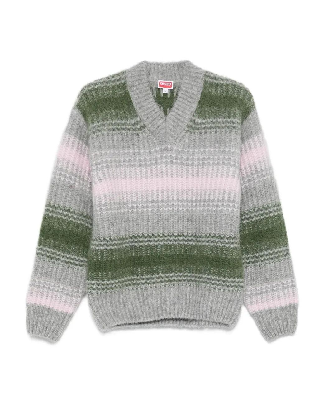 KENZO Gestreepte Trui Met V-Hals in het Gray voor heren