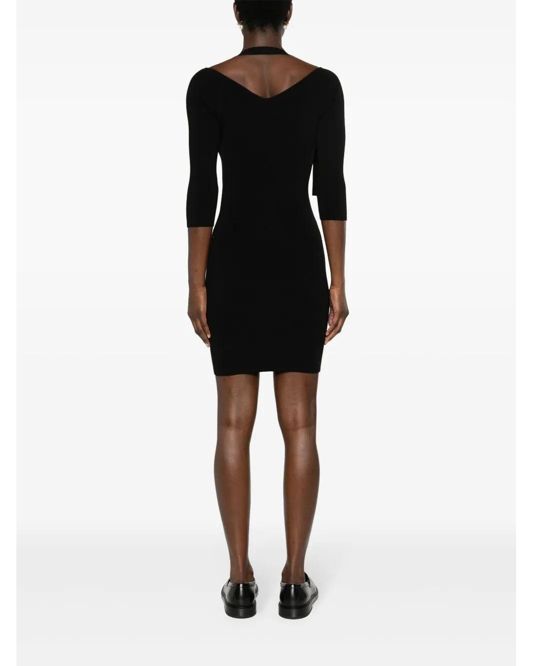Patrizia Pepe Black Bodycon Knitted Minidress